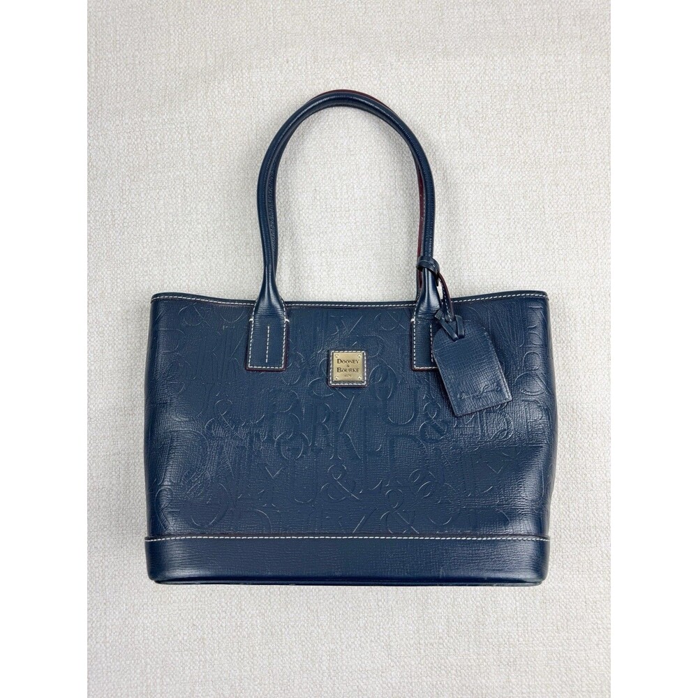 Dooney & Bourke Russell Retro Tote Grafica Graffiti Logo Embossed Blue Hand Bag